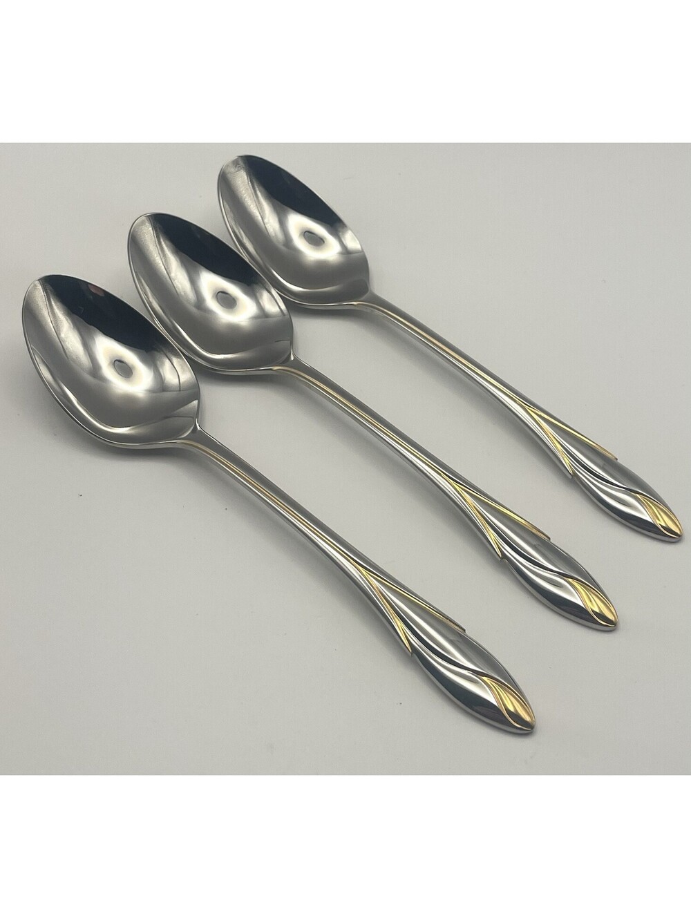 (3) Yamazaki IRIS GOLD Stainless 18/8 Japan Teaspoon Lot ~ 6.75”